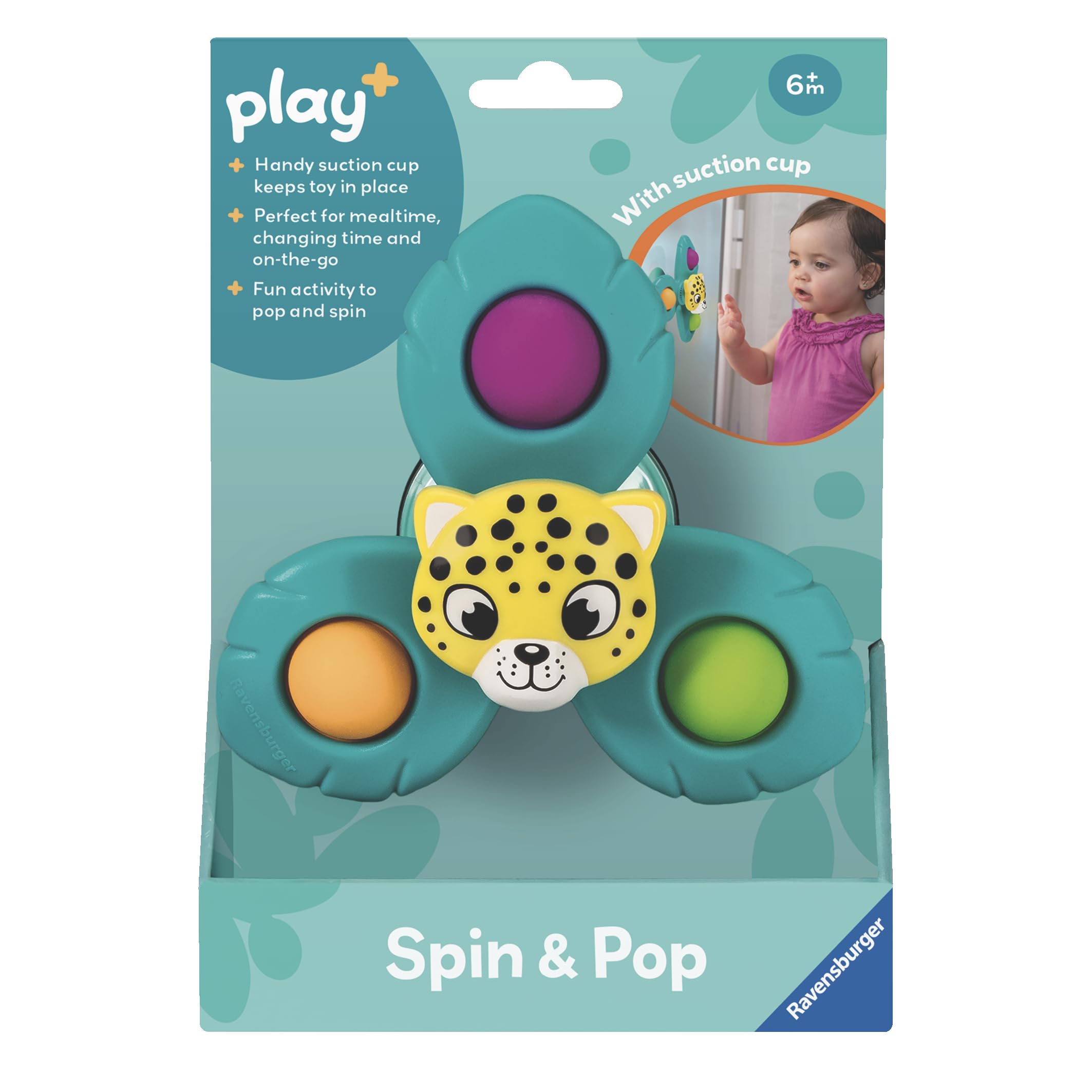 Ravensburger Play+ Spin & Pop Leopard - Infant Baby Toys 6 Months Up - Sensory Gifts for Toddlers