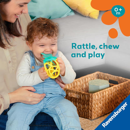 Ravensburger Play+ Pineapple Baby Rattle Teether - Sensory Development Toys for New Born - 0 Months
