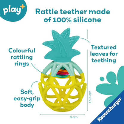 Ravensburger Play+ Pineapple Baby Rattle Teether - Sensory Development Toys for New Born - 0 Months