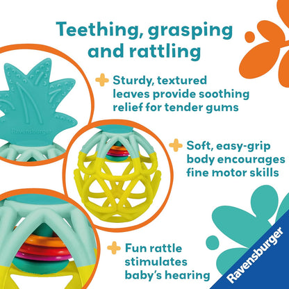 Ravensburger Play+ Pineapple Baby Rattle Teether - Sensory Development Toys for New Born - 0 Months