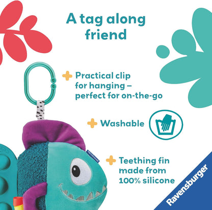 Ravensburger Play+ Pop-it Blue Piranha - New Born Sensory & Development Baby Toys 0-6 Months - Infant Gifts