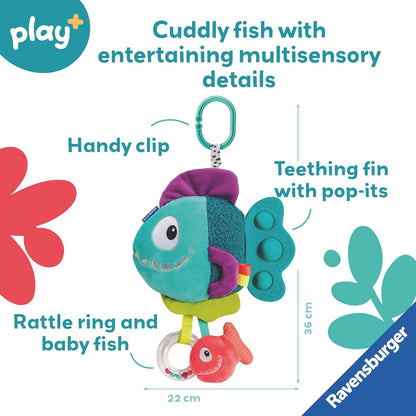 Ravensburger Play+ Pop-it Blue Piranha - New Born Sensory & Development Baby Toys 0-6 Months - Infant Gifts