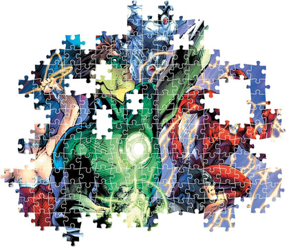 Clementoni 35532 Dc Comics Jigsaw, Justice League 500 Pieces-Poster Included, Puzzle for Adults 14-99 Years, Gift for Men/Women, Super Hero, Made in Italy, Multicolor
