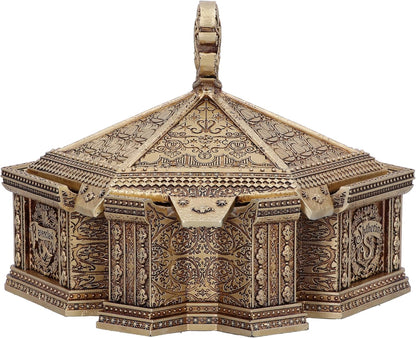 Nemesis Now Harry Potter Hogwarts, scatola portagioie in resina, oro, prodotto con licenza ufficiale Harry Potter, scatola per accessori Hogwarts, interno in velluto rosso, fusa nella migliore resina