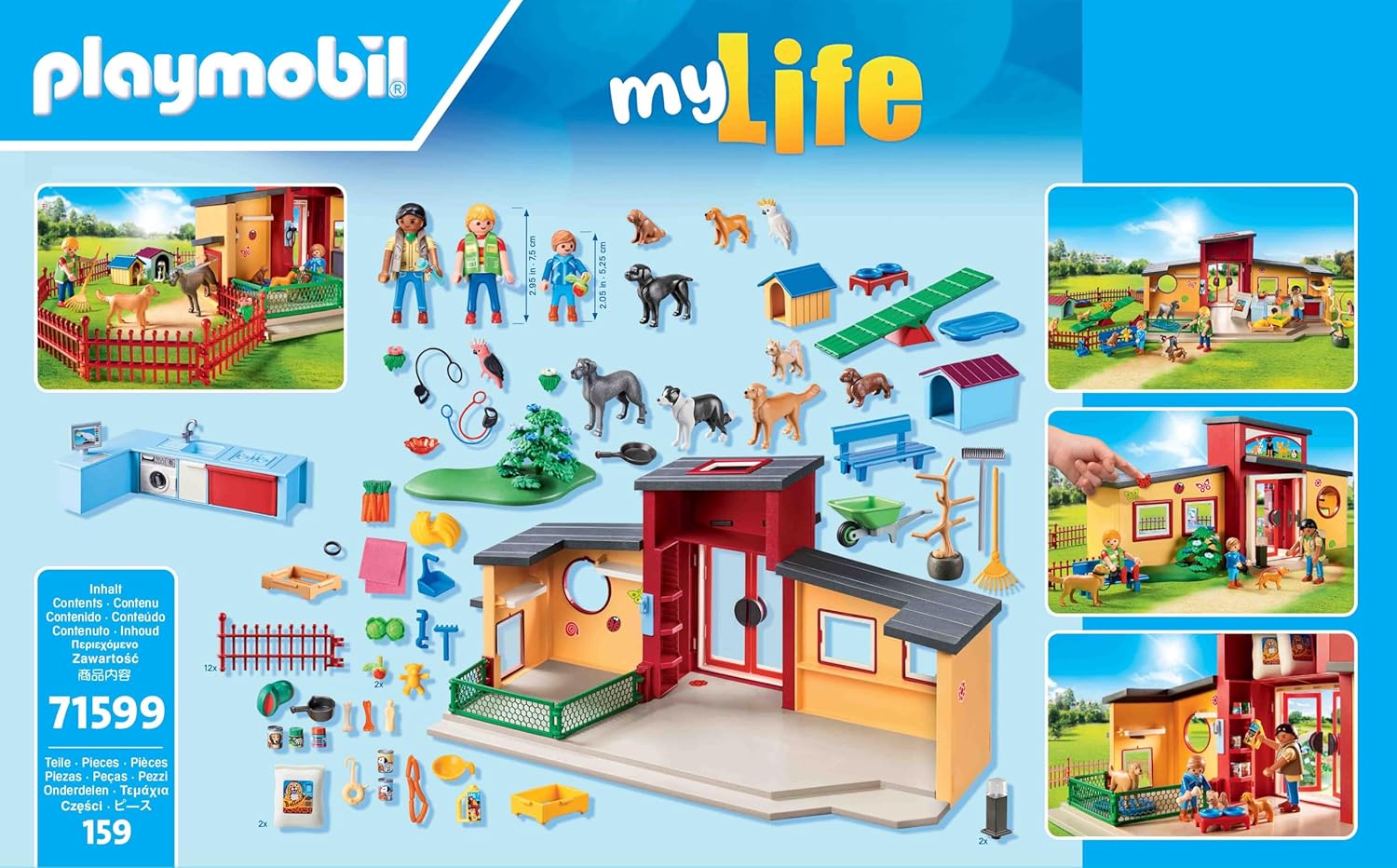 PLAYMOBIL MyLife 71599 Dierenpension, groot gastenverblijf met 10 dieren, geweldige verzorgingsaccessoires en schattige decoratiestickers, gedetailleerd speelgoed voor kinderen vanaf 4 jaar