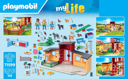 PLAYMOBIL MyLife 71599 Dierenpension, groot gastenverblijf met 10 dieren, geweldige verzorgingsaccessoires en schattige decoratiestickers, gedetailleerd speelgoed voor kinderen vanaf 4 jaar