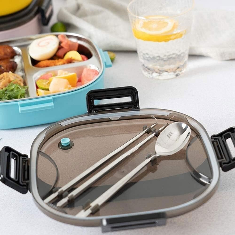 Houjiilollfh Lunchbox, Box منفصلة الفولاذ المقاوم للصدأ، صندوق الغداء محمول مقصورة العزل مع أدوات المائدة للطلاب عامل مكتب، BPA مانعة للتسرب مجانا للبالغين الاستمتاع بوجبة غداء ساخنة أثناء التنقل.