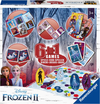 Ravensburger Disney Frozen 2 6-in-1 Games Compendium For Kids & Families Age 3 Years and Up - Bingo, Dominoes, Snakes & Ladders, Checkers, Playing Cards and Memory Game Frozen 2 6-in-1 Game Single