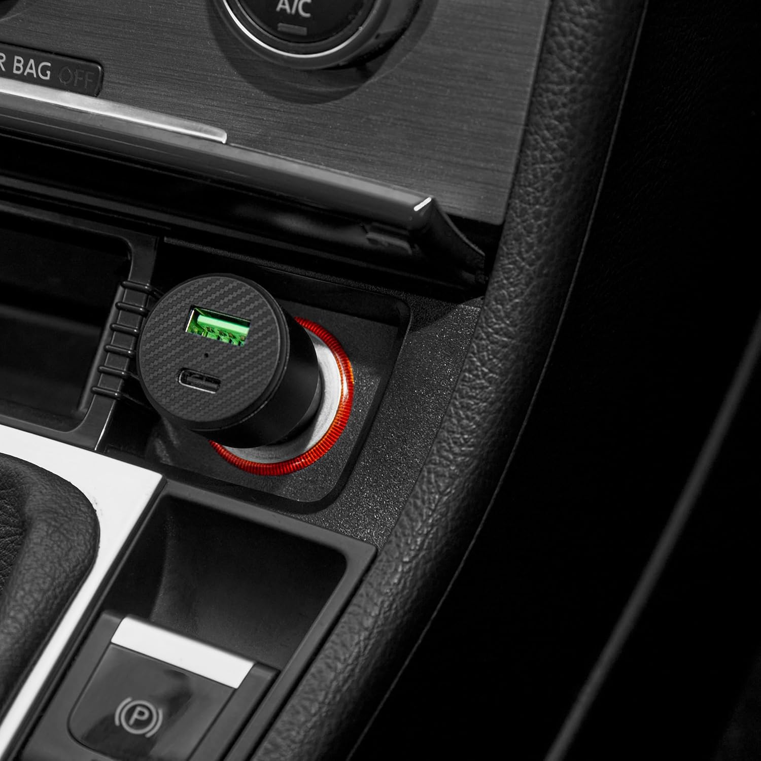 Intempo EE7479BLKCDUSTKEU7 Car Charger – Dual Port Cigarette Lighter Car Adapter Charging for Phone/Tablet, Front & Back Set Charging, USB-A & USB Type-C Compatible, Compact Design, 12 W Output
