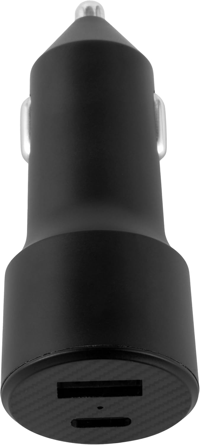 Intempo EE7479BLKCDUSTKEU7 Car Charger – Dual Port Cigarette Lighter Car Adapter Charging for Phone/Tablet, Front & Back Set Charging, USB-A & USB Type-C Compatible, Compact Design, 12 W Output
