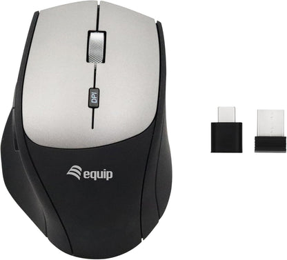 Equip Mouse wireless 245115 con adattatore Dual Connect (USB-C+A