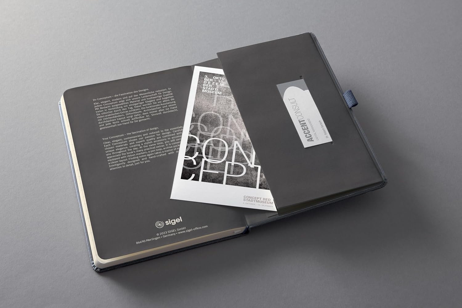 SIGEL CO405 Conceptum Notebook, Lined, Approx. A5, Grey, hardcover, 194 Pages