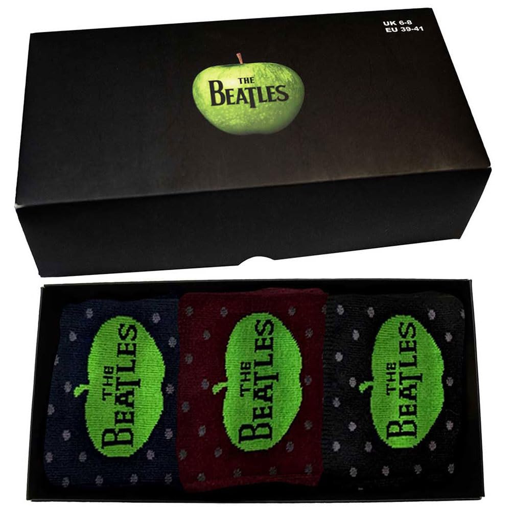 Rock Off officially licensed products The Beatles Apple And Spots Ankle Socks Boxed Set One size