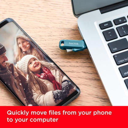 SanDisk 64GB Ultra Dual Drive Go USB C Flash Drive, USB C memory stick for Android smartphone, tablets, Macs, USB stick, up to 150 MB/s, reversible USB Type-C and USB Type-A connectors, Navagio Bay
