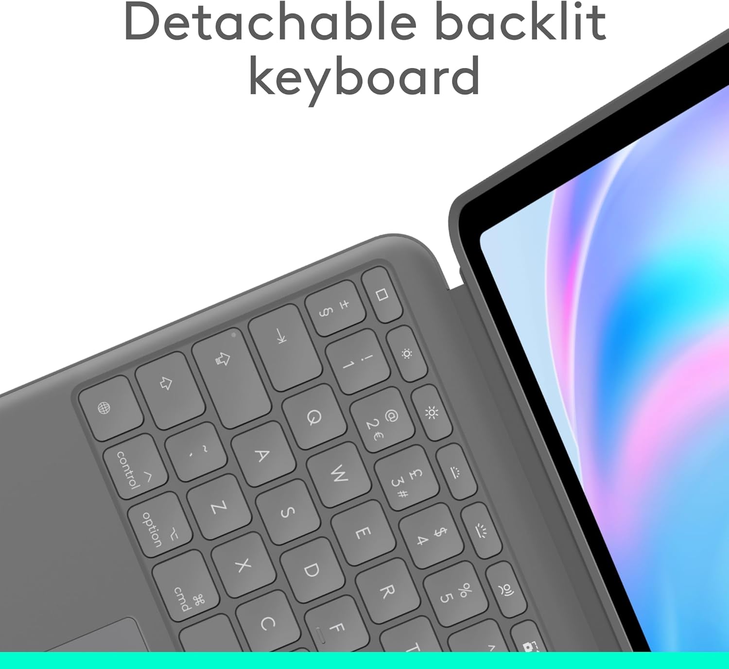 Logitech Combo Touch iPad Air 13-inch (M2)(2024) Keyboard Case - Detachable backlit keyboard with kickstand, comfortable typing, multi-use mode, QWERTY UK English Layout - Grey