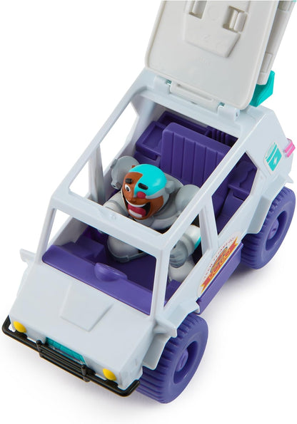 DC Comics Teen Titans Go! T-Car Pizza Launcher, Cyborg Action Figure Set with Interactive Features, Kids’ Toys for Boys and Girls Aged 4 and Up
