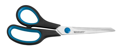 Westcott 8 inch Easy Grip Left Handed Soft Grip Scissor - Black/Blue 8"