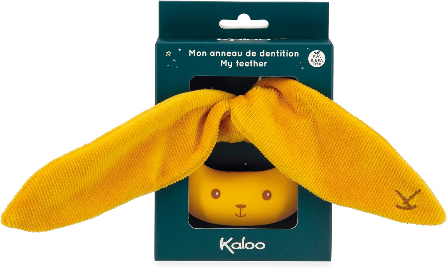 Kaloo - Lapinoo - Baby’s Teething Ring - Ochre Colour - Rabbit Ring - PVC and BPA-Free - Double Texture - Baby Accessory - 0 Months +, K218008