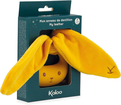Kaloo - Lapinoo - Baby’s Teething Ring - Ochre Colour - Rabbit Ring - PVC and BPA-Free - Double Texture - Baby Accessory - 0 Months +, K218008