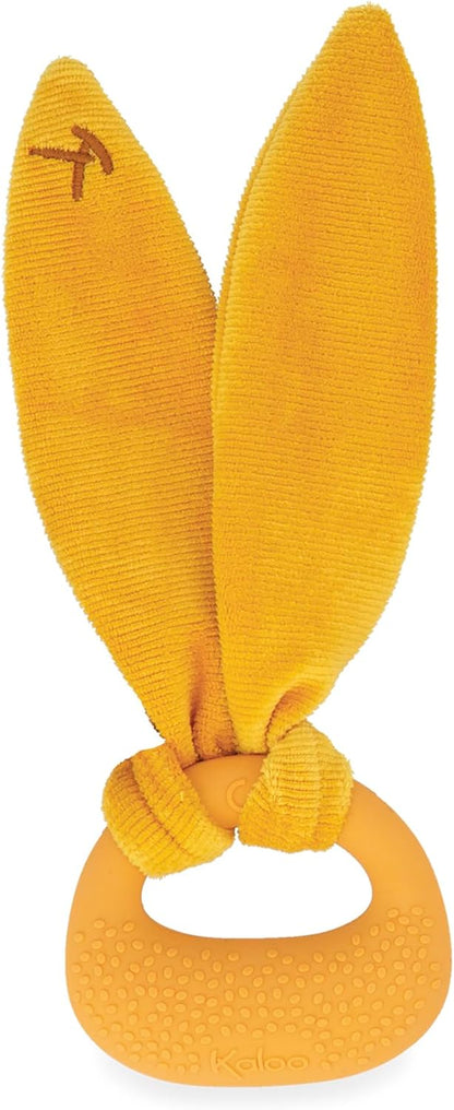 Kaloo - Lapinoo - Baby’s Teething Ring - Ochre Colour - Rabbit Ring - PVC and BPA-Free - Double Texture - Baby Accessory - 0 Months +, K218008