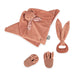 Kaloo - Lapinoo - Newborn Gift Set - Terracotta Colour - 3 Baby Accessories - Baby’s Comforter + Teething Ring + Booties - 11 cm - 0 Months +, K218012