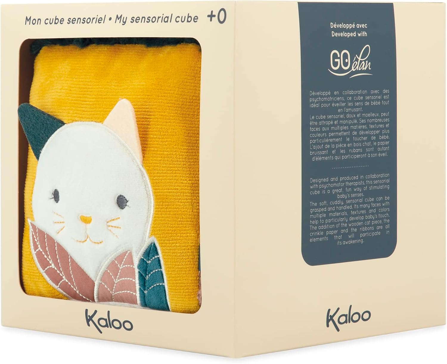 Kaloo - Stimuli - My Sensory Cube - Sensory-Awakening Toy - 6 Different Sides - Develops The Senses - Fabric and FSC Wood Game - 0 Months +, K227000