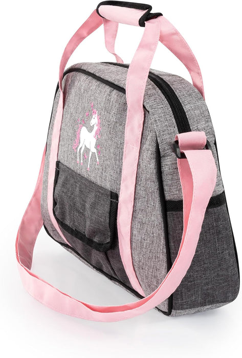 Bayer Design 69033AB changing bag for dolls, changing mat, sewing diaper, nappy, jeans-grey, pink