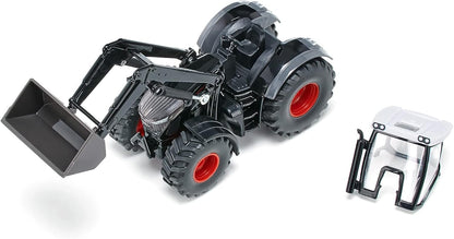 siku 1990, Fendt 942 Vario with Front Loader, Toy Tractor, 1:50, Metal/Plastic, Black, Moving Bucket and Front Loader, Rear and Front Coupling