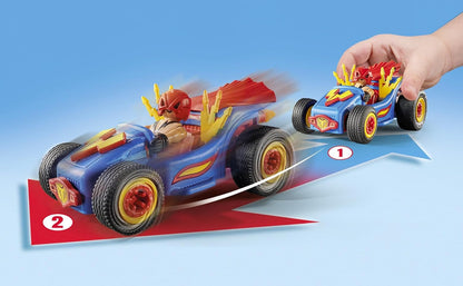 PLAYMOBIL Funstars 71632 Rasender Wrestler, Kart mit Rückzugsmotor, dynamisches Spielset für spannende Rennen, detailreiches Spielzeug für Kinder ab 4 Jahren