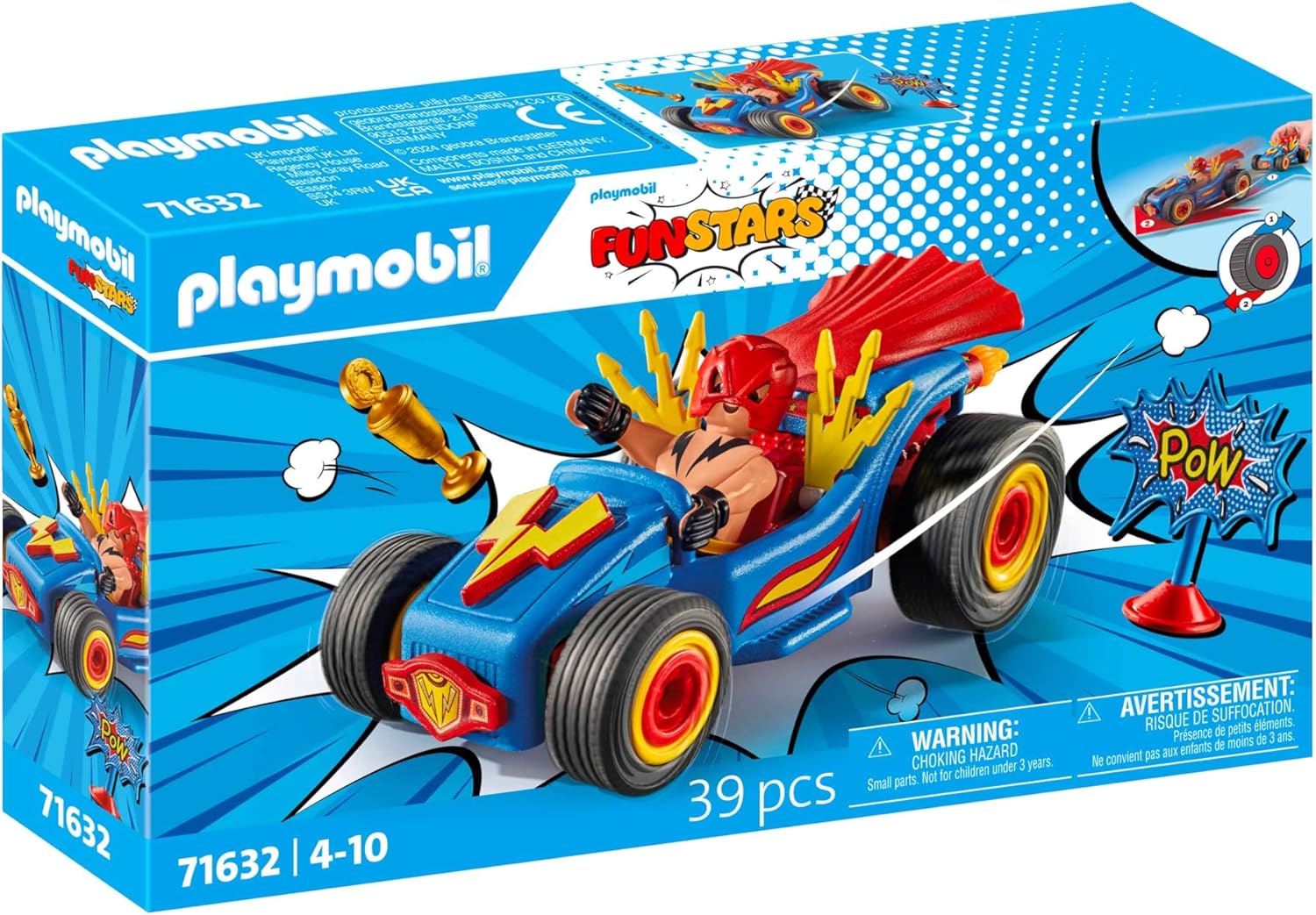 PLAYMOBIL Funstars 71632 Rasender Wrestler, Kart mit Rückzugsmotor, dynamisches Spielset für spannende Rennen, detailreiches Spielzeug für Kinder ab 4 Jahren