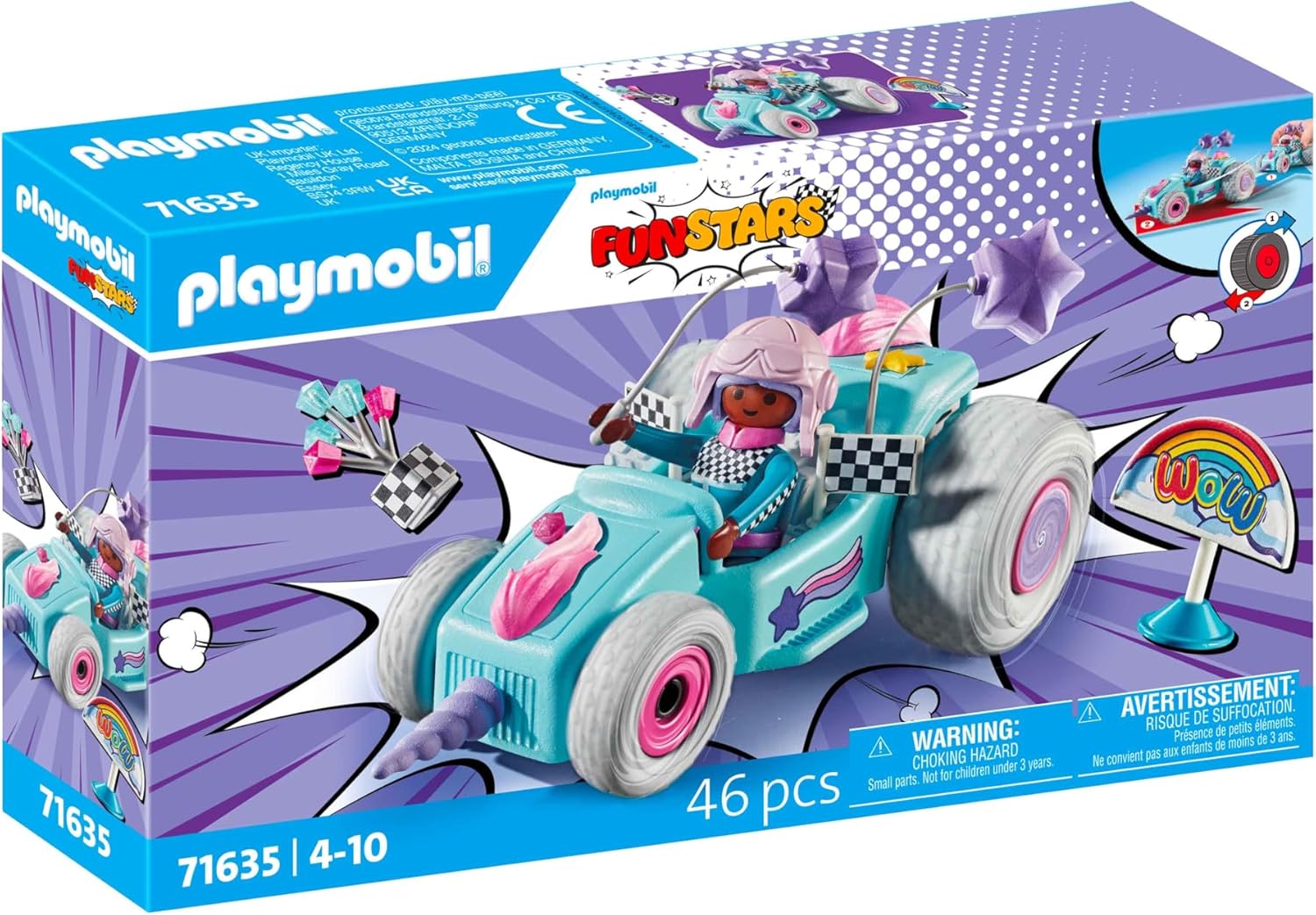 PLAYMOBIL Funstars 71635 Rasendes Einhorn, Kart mit Rückzugsmotor, magisches Spielset für spannende Rennen, kreatives Spielzeug für Kinder ab 4 Jahren