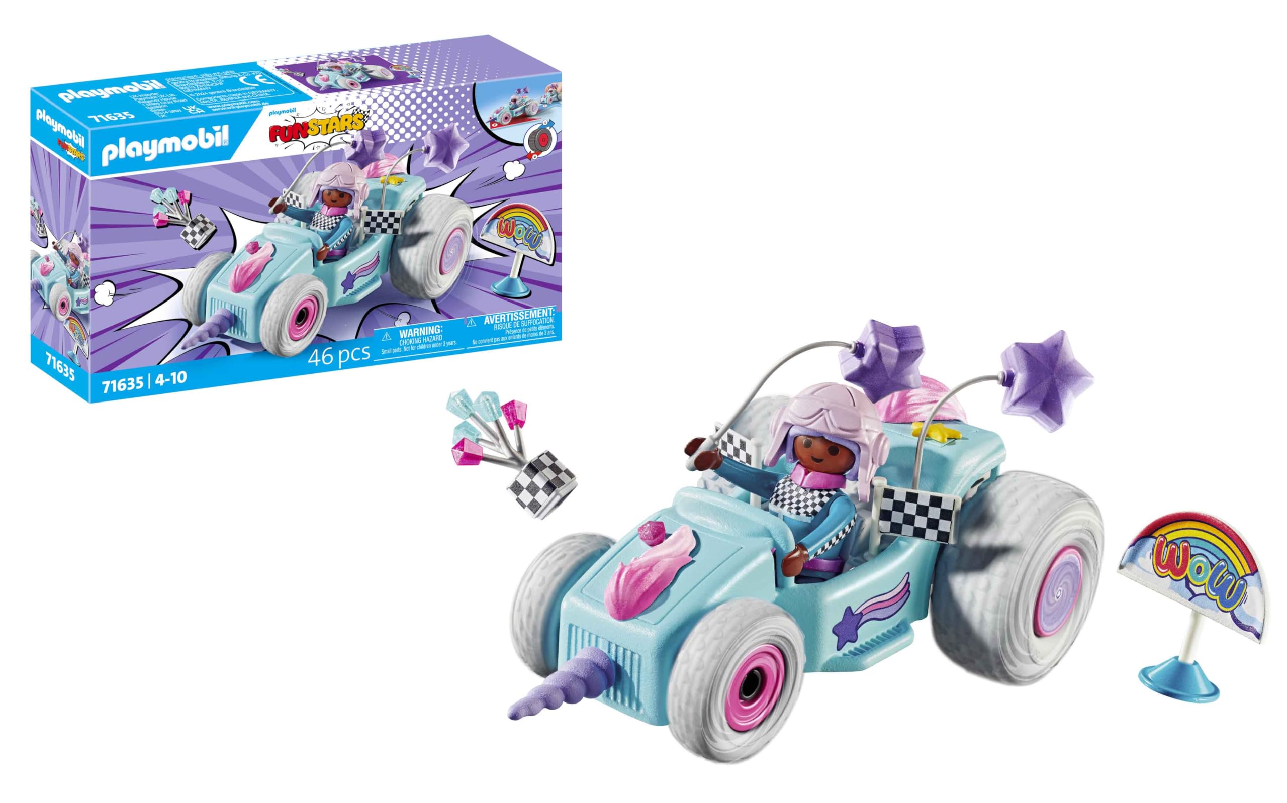 PLAYMOBIL Funstars 71635 Rasendes Einhorn, Kart mit Rückzugsmotor, magisches Spielset für spannende Rennen, kreatives Spielzeug für Kinder ab 4 Jahren