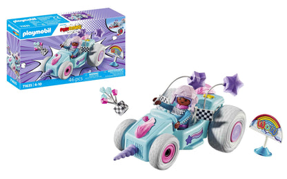 PLAYMOBIL Funstars 71635 Rasendes Einhorn, Kart mit Rückzugsmotor, magisches Spielset für spannende Rennen, kreatives Spielzeug für Kinder ab 4 Jahren