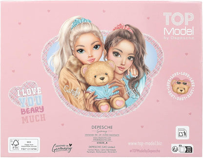 Depesche 13223 TOPModel Team Teddy - Schreibwarenbox in Rosa, mit Model Motiv und Sternen, Mappe mit Bleistiften, Radiergummi uvm.