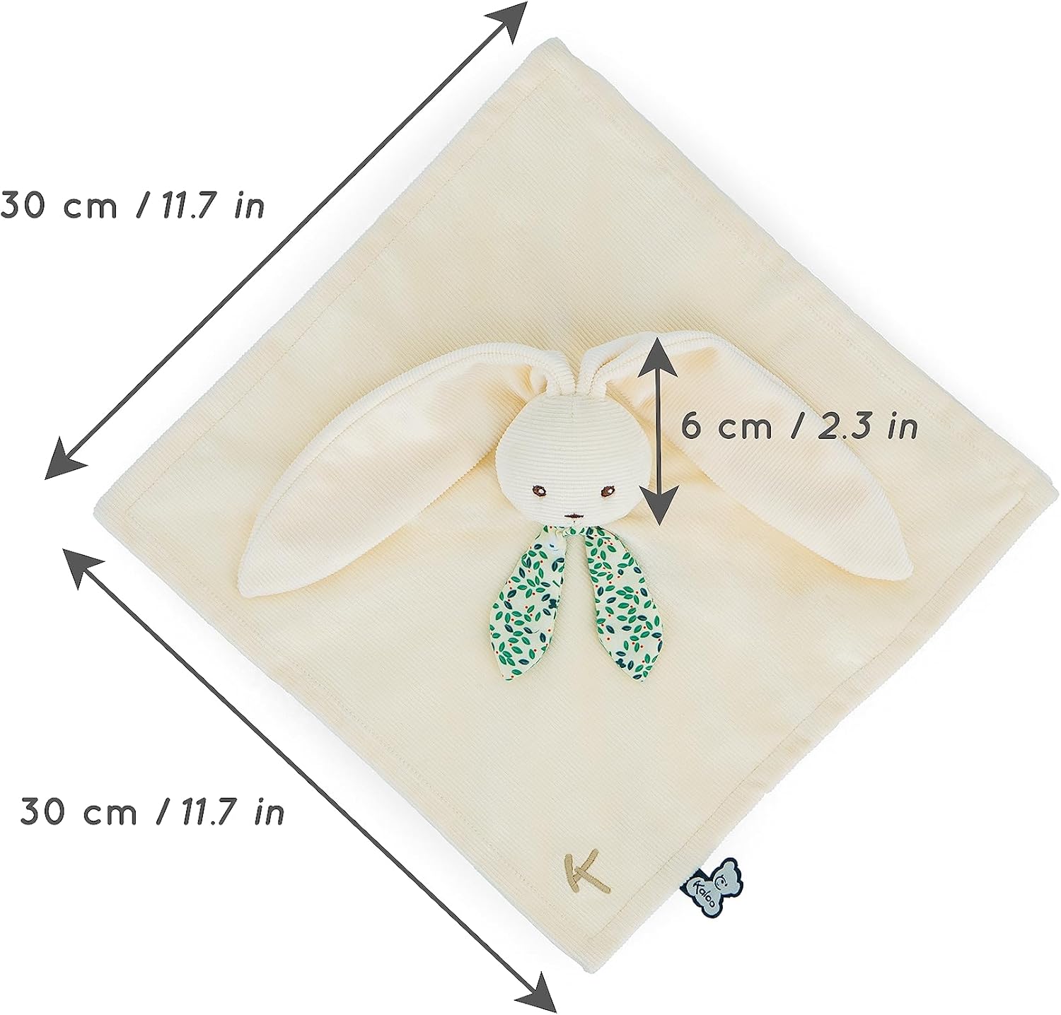 Kaloo - Lapinoo - Rabbit Comforter - Babies’ Plush - Cream Colour - Square: 11.8"x11.8" / 30x30 cm - Material: Ultra-Soft Cotton & Corduroy - Gift Box - K972206