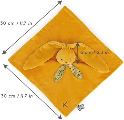 Kaloo - Lapinoo - Rabbit Comforter - Babies’ Plush - Ochre Colour - Square: 11.8"x11.8" / 30x30 cm - Material: Ultra-Soft Cotton & Corduroy - Gift Box - K972207