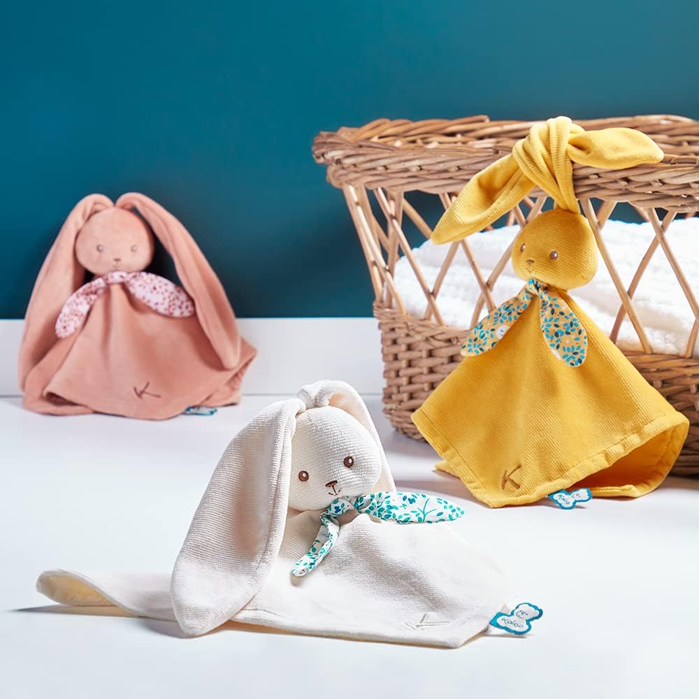 Kaloo - Lapinoo - Rabbit Comforter - Babies’ Plush - Ochre Colour - Square: 11.8"x11.8" / 30x30 cm - Material: Ultra-Soft Cotton & Corduroy - Gift Box - K972207