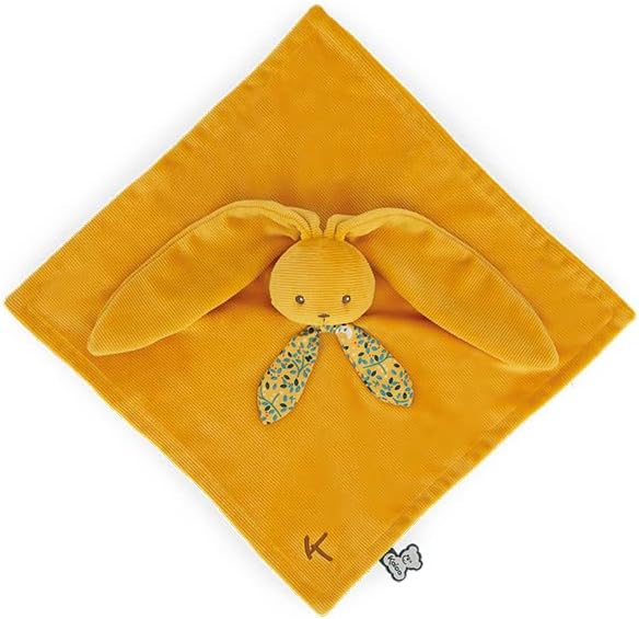 Kaloo - Lapinoo - Rabbit Comforter - Babies’ Plush - Ochre Colour - Square: 11.8"x11.8" / 30x30 cm - Material: Ultra-Soft Cotton & Corduroy - Gift Box - K972207
