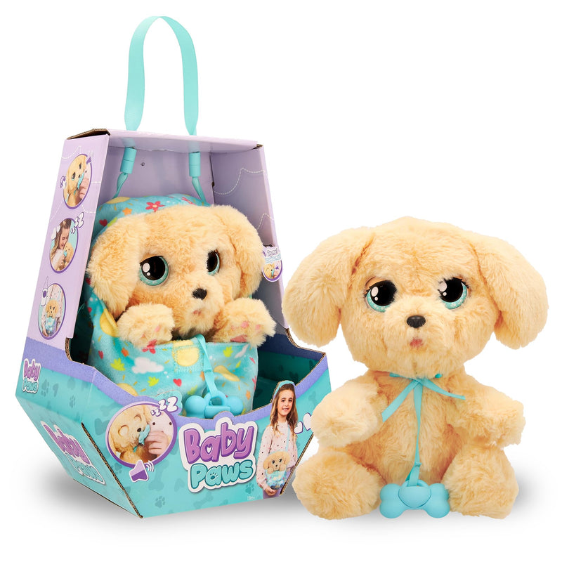 BABY PAWS Labrador, Interactive Plush Puppy With Sounds That Opens And Closes Eyes And Includes A Swaddle Bag, Toy for Kids Age 3 and Up