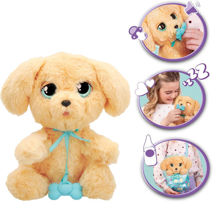BABY PAWS Labrador, Interactive Plush Puppy With Sounds That Opens And Closes Eyes And Includes A Swaddle Bag, Toy for Kids Age 3 and Up