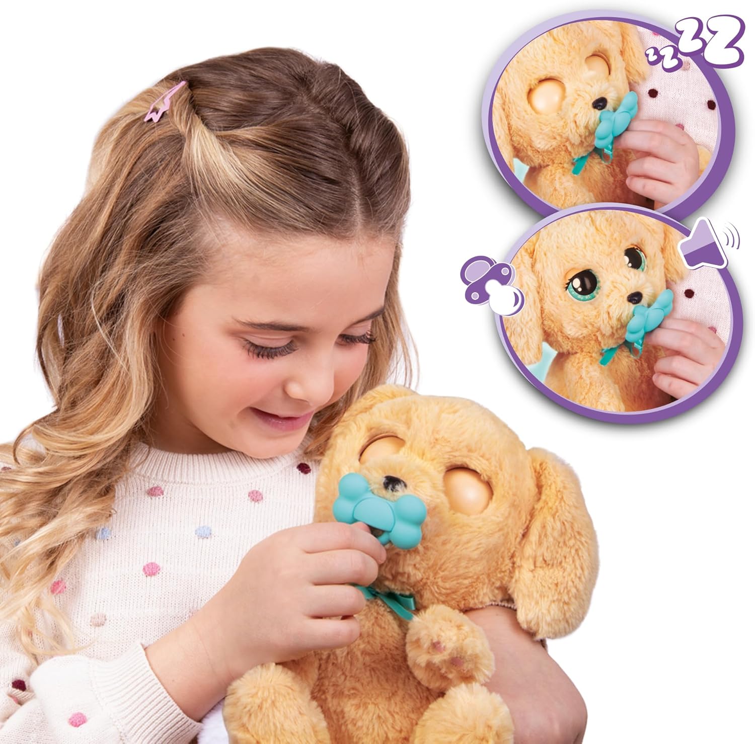 BABY PAWS Labrador, Interactive Plush Puppy With Sounds That Opens And Closes Eyes And Includes A Swaddle Bag, Toy for Kids Age 3 and Up