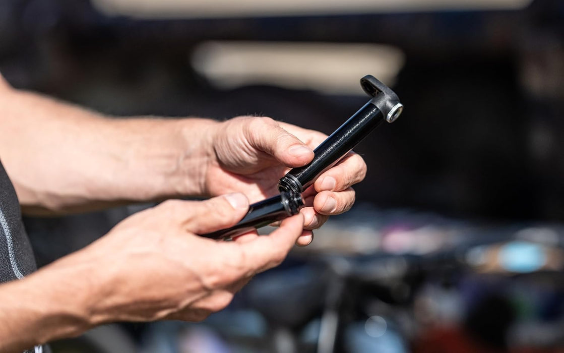 BBB Cycling DoubleShot Mini Bike Pump I 120mm Foldable Bike Pump I 35 cc Bike Pump Presta Valve I Tubeless Friendly Cycle Pump I BMP-102