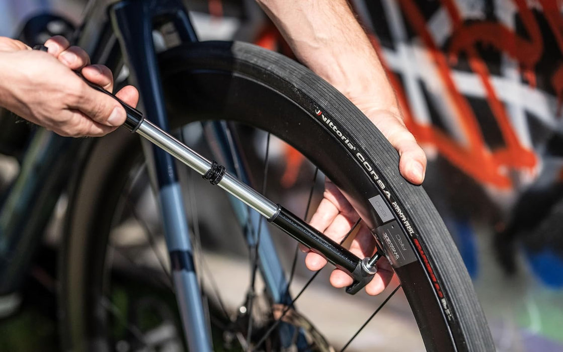 BBB Cycling DoubleShot Mini Bike Pump I 120mm Foldable Bike Pump I 35 cc Bike Pump Presta Valve I Tubeless Friendly Cycle Pump I BMP-102