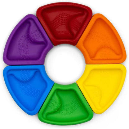 Jellystone Designs JSCWR Ranbow Teether. Silicone Teething Puzzle Wheel Baby Sensory Toy Numbers, Colours & Fruits. Sorting Game Suitable for Boys & Girls 6 Months