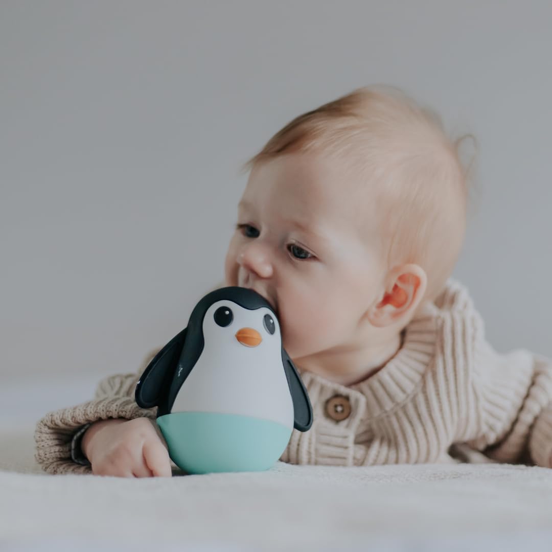 Jellystone Designs Pinguïn Wobble Zwart, Hoog Contrast Roly-Poly Speelgoed voor Baby's
