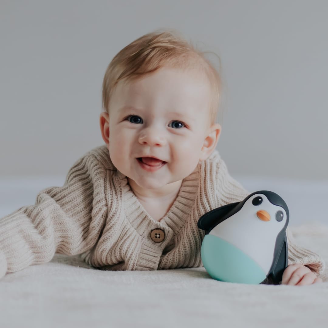 Jellystone Designs Pinguïn Wobble Zwart, Hoog Contrast Roly-Poly Speelgoed voor Baby's