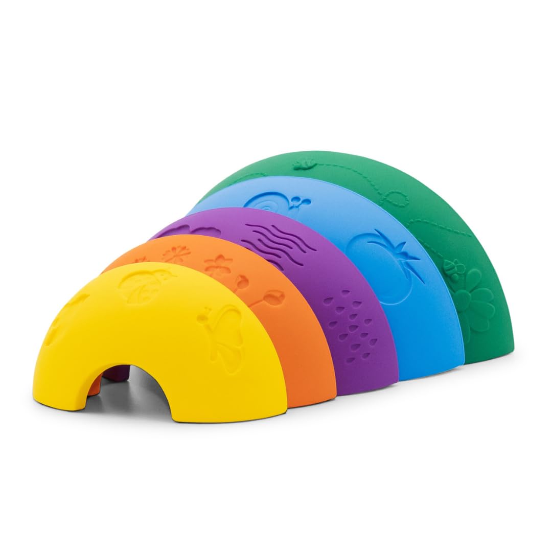 Jellystone Designs, Gioco Impilabile Over The Rainbow, Gioco Sensoriale per Bambini da 9 Mesi di età, Aiuta Lo Sviluppo Sensoriale e Cognitivo, in Silicone Alimentare, Arcobaleno, 8,9x17,5x5 cm