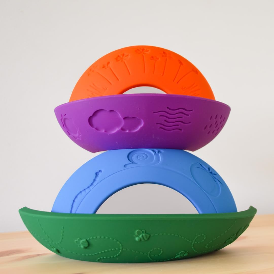 Jellystone Designs, Gioco Impilabile Over The Rainbow, Gioco Sensoriale per Bambini da 9 Mesi di età, Aiuta Lo Sviluppo Sensoriale e Cognitivo, in Silicone Alimentare, Arcobaleno, 8,9x17,5x5 cm