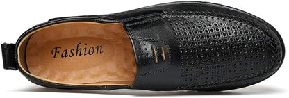 SYktcjgs Fashion Oxfords For Men Driving Loafer Slip On Style OX Leather Round Toe Breathable Hollow Vamp