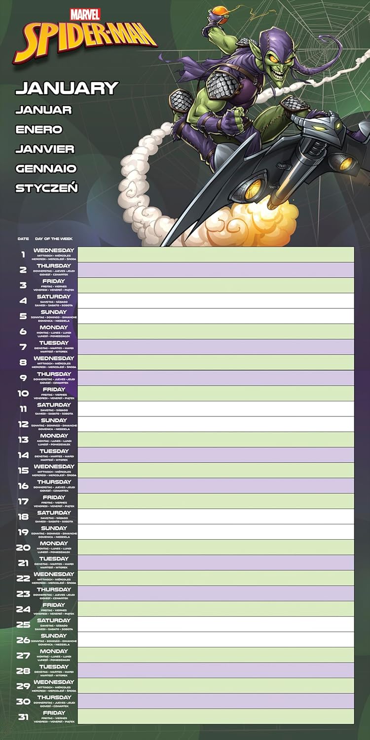 Spider-Man 2025 Family Planner Calendar